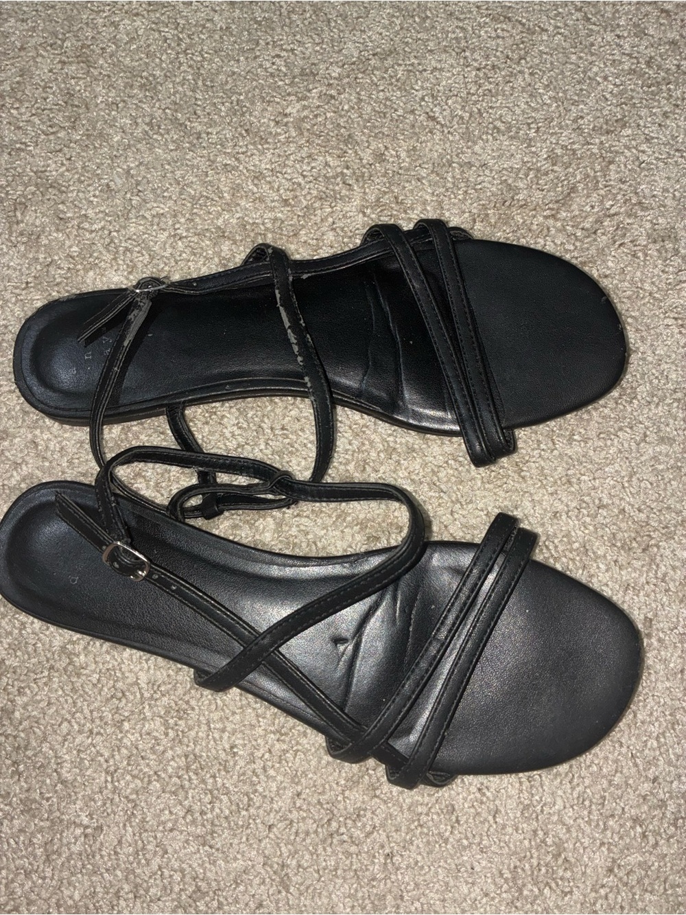 a new day Black Strappy Flat Sandals